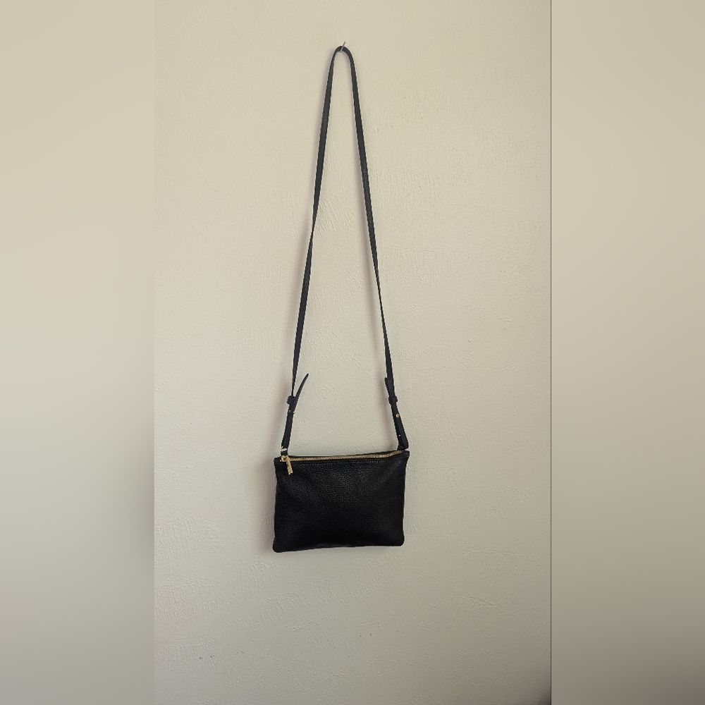 Cuyana Black Leather Crossbody-Small